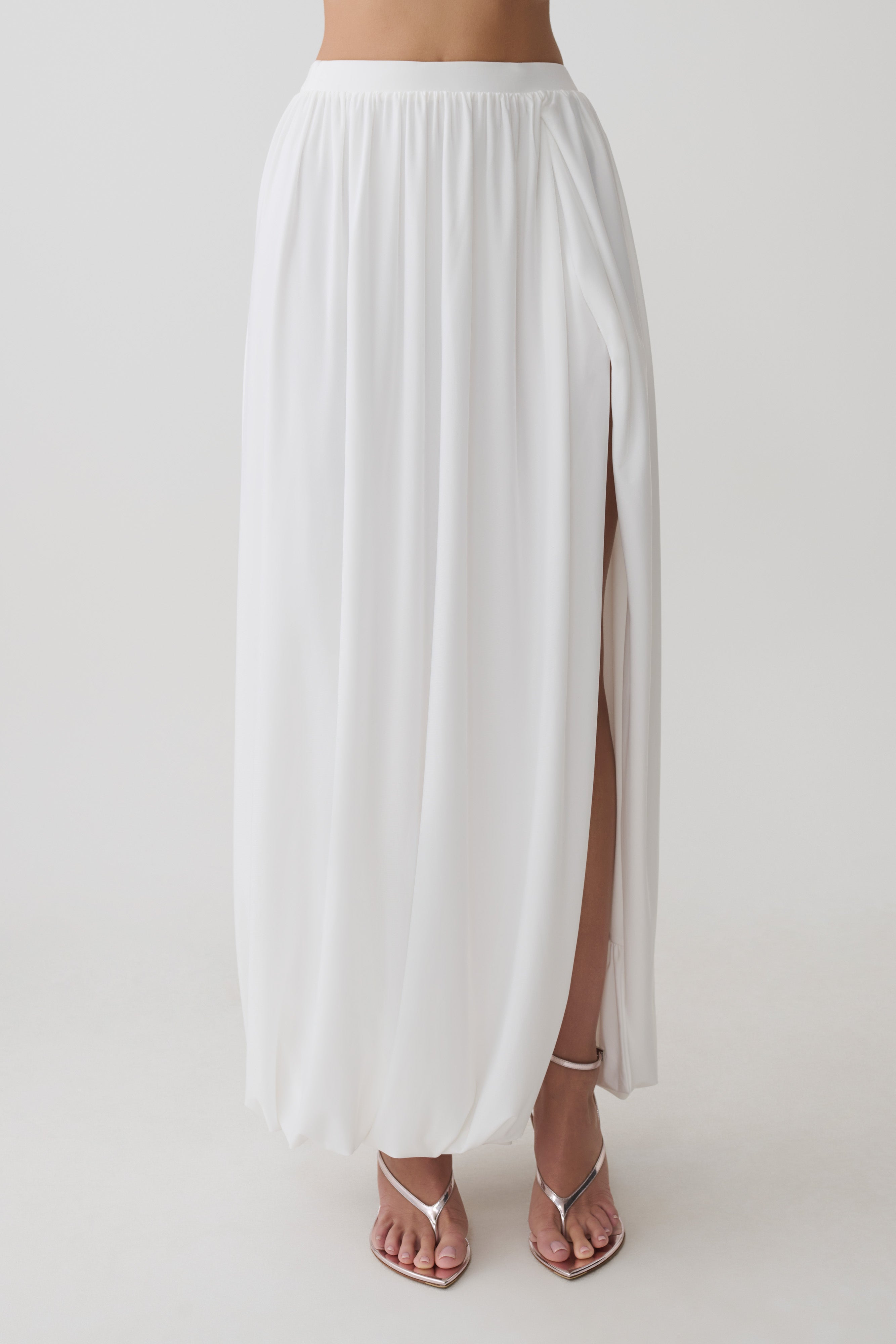 Banks Bubble Hem Midi Skirt - White