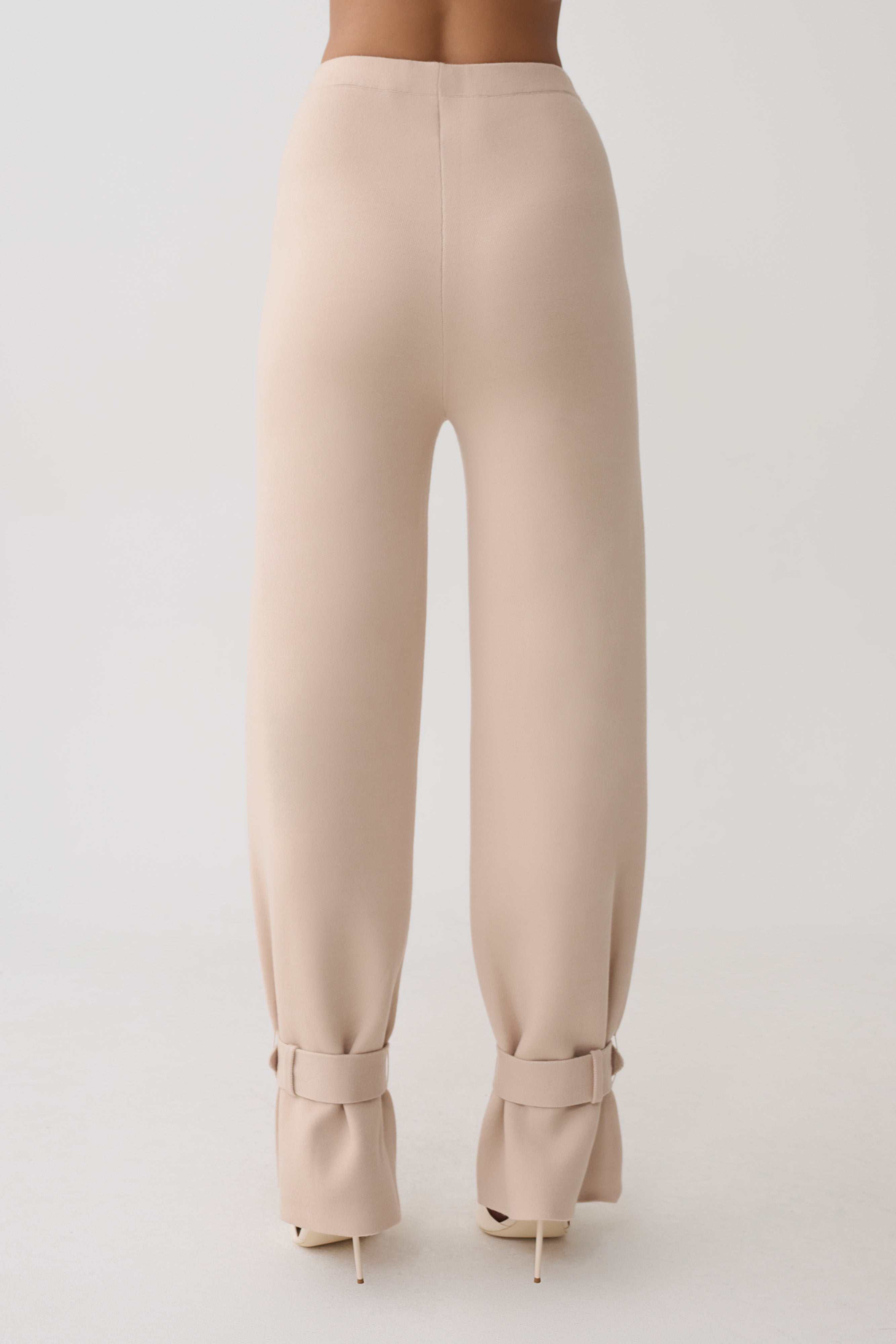 Blaine Knit Cuffed Wide Leg Pants - Oat Marle
