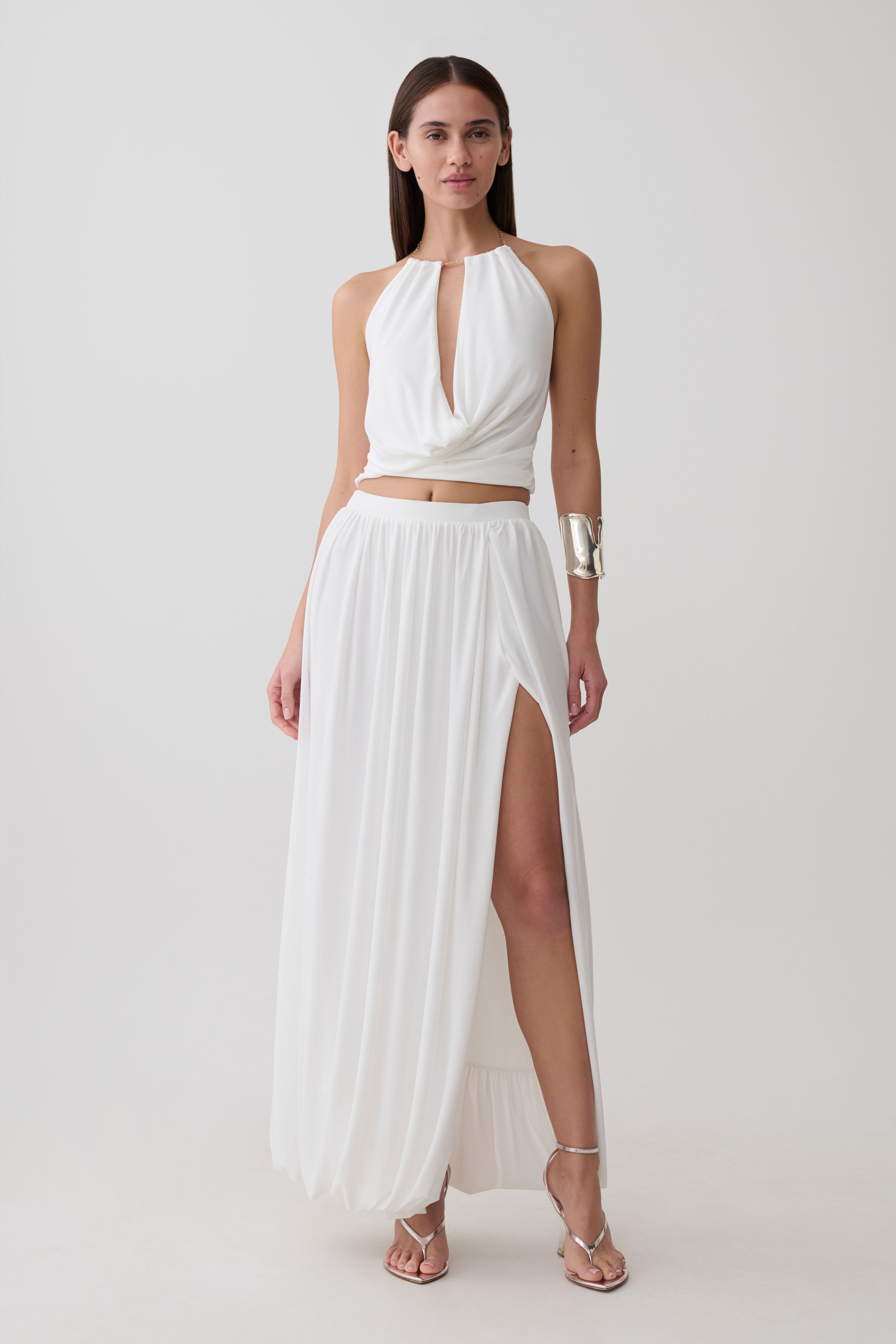 Banks Bubble Hem Midi Skirt - White