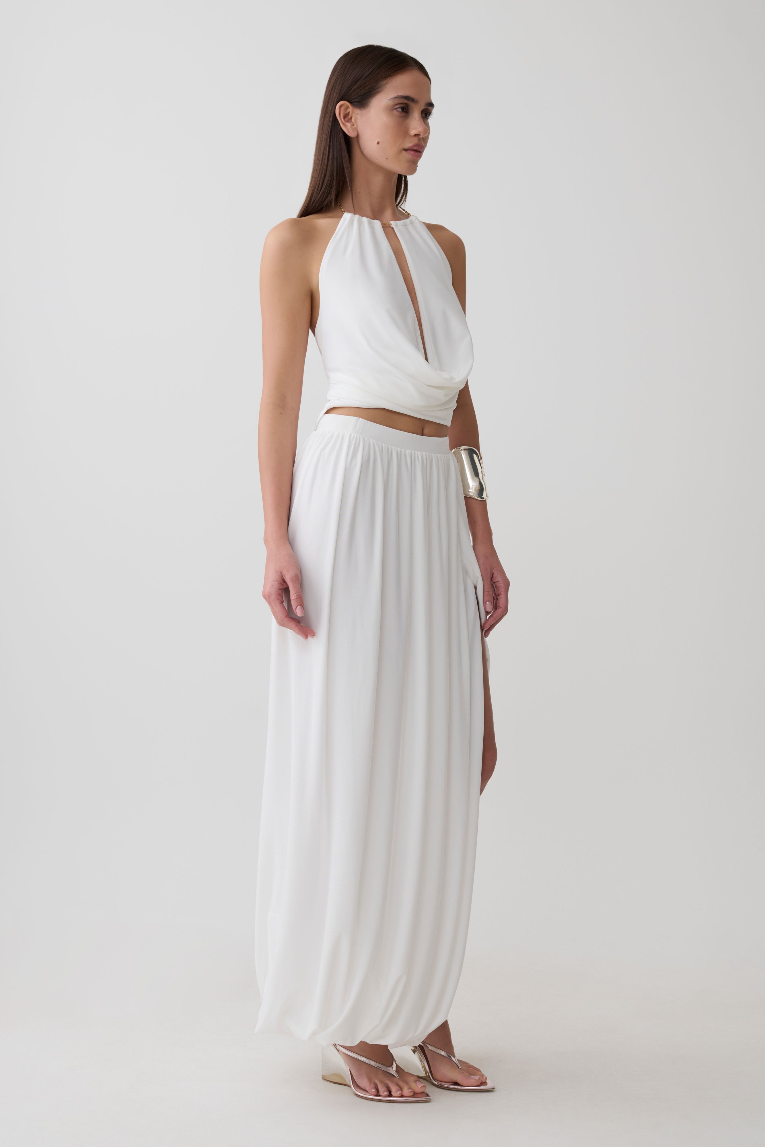 Banks Bubble Hem Midi Skirt - White
