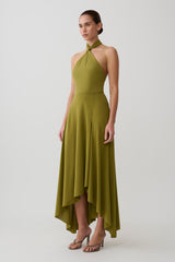 Bambi Twisted Neck Dry Jersey Bodysuit - Martini Olive