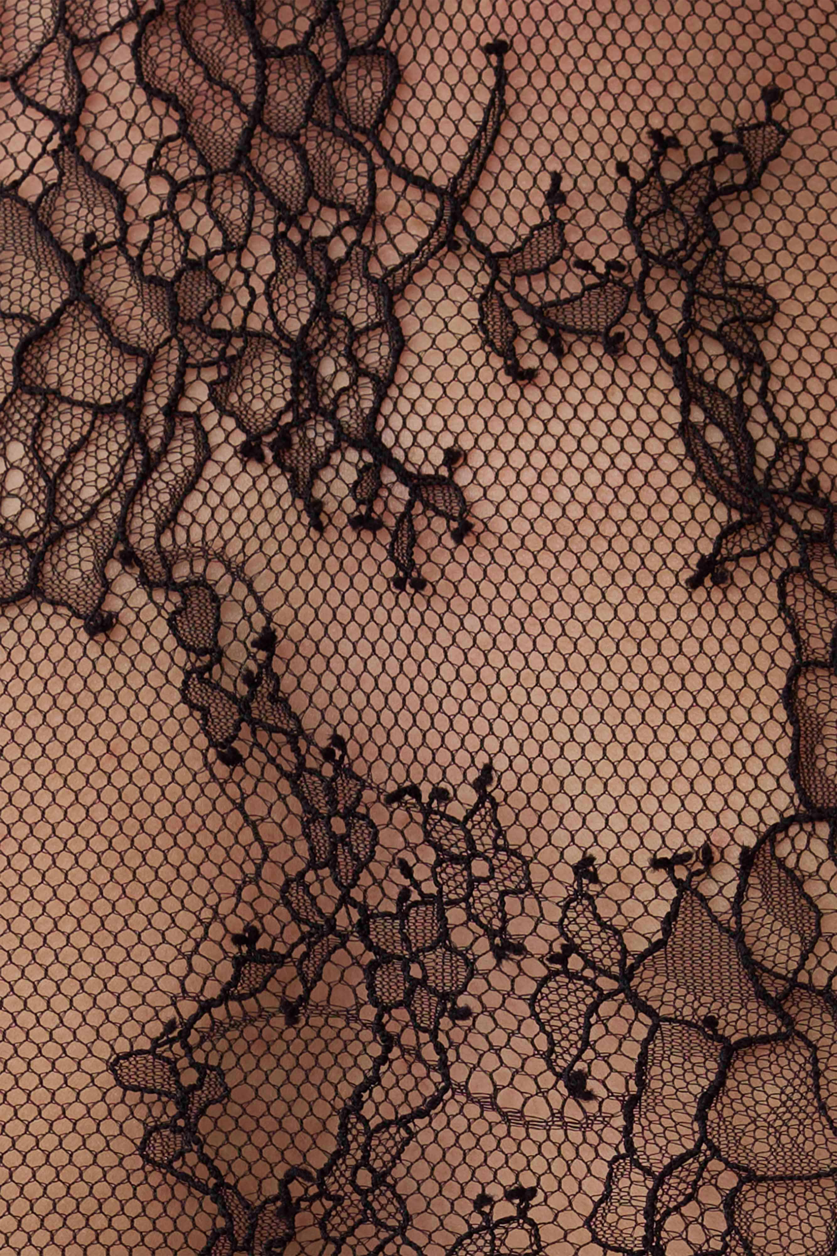 Alizette High Neck Long Sleeve Lace Top - Black