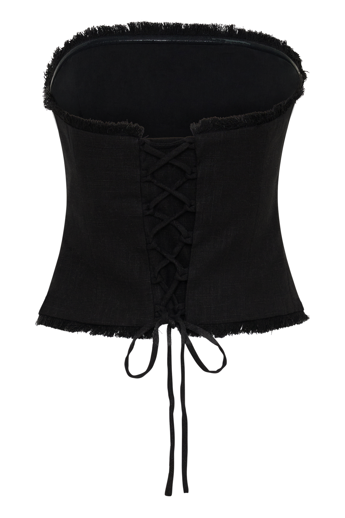 Annie Strapless Tie Back Linen Top - Black