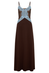 Bray Knit & Lace Maxi Dress - Chocolate/Blue