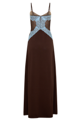 Bray Knit & Lace Maxi Dress - Chocolate/Blue