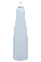Abeda Cotton Maxi Dress With Hardware - Pale Blue