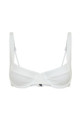 Abra Underwire Apex Bikini Top - White Textured Fabric
