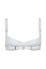 Abra Underwire Apex Bikini Top - White Textured Fabric