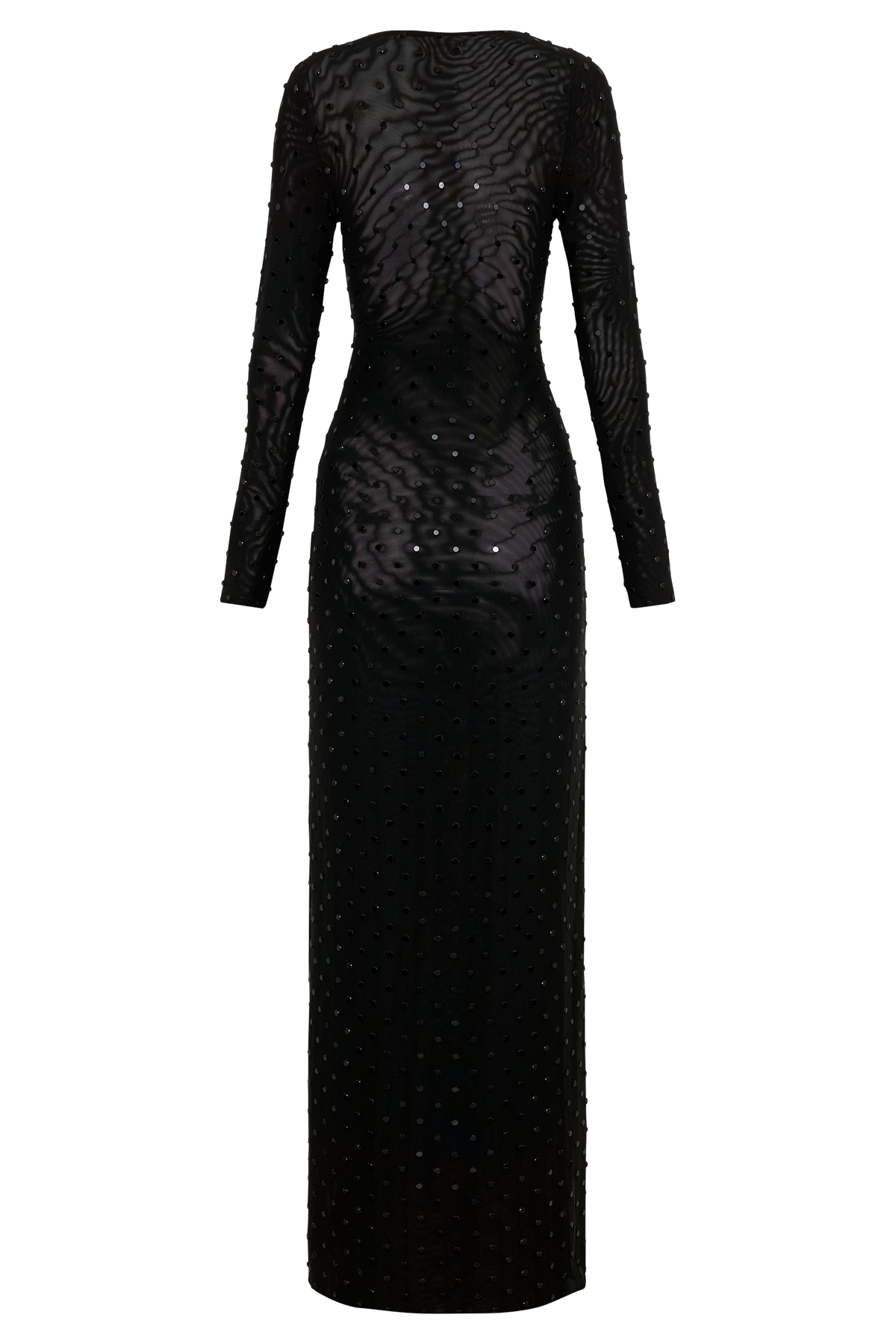 Acadia Diamante Long Sleeve Maxi Dress - Black