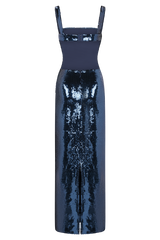 Adoria Sequin Cut Out Maxi Dress - Navy