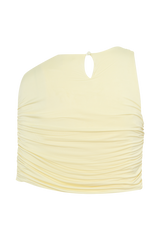 Adrienne One Shoulder Slinky Top - Lemon