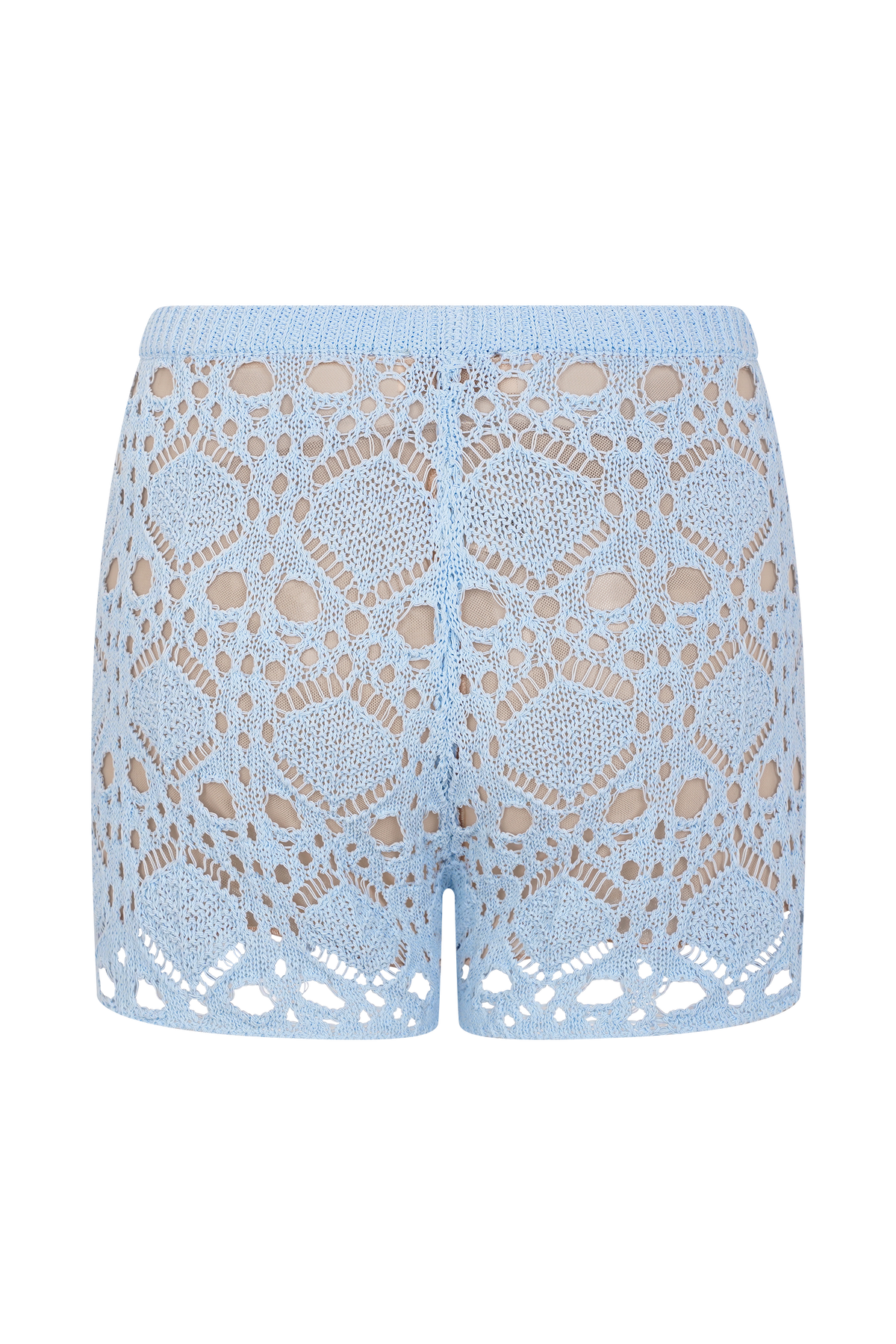 Aeline Crochet Knit Shorts - Sky Blue