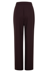 Agatha Straight Leg Suiting Pants - Plum Pinstripe
