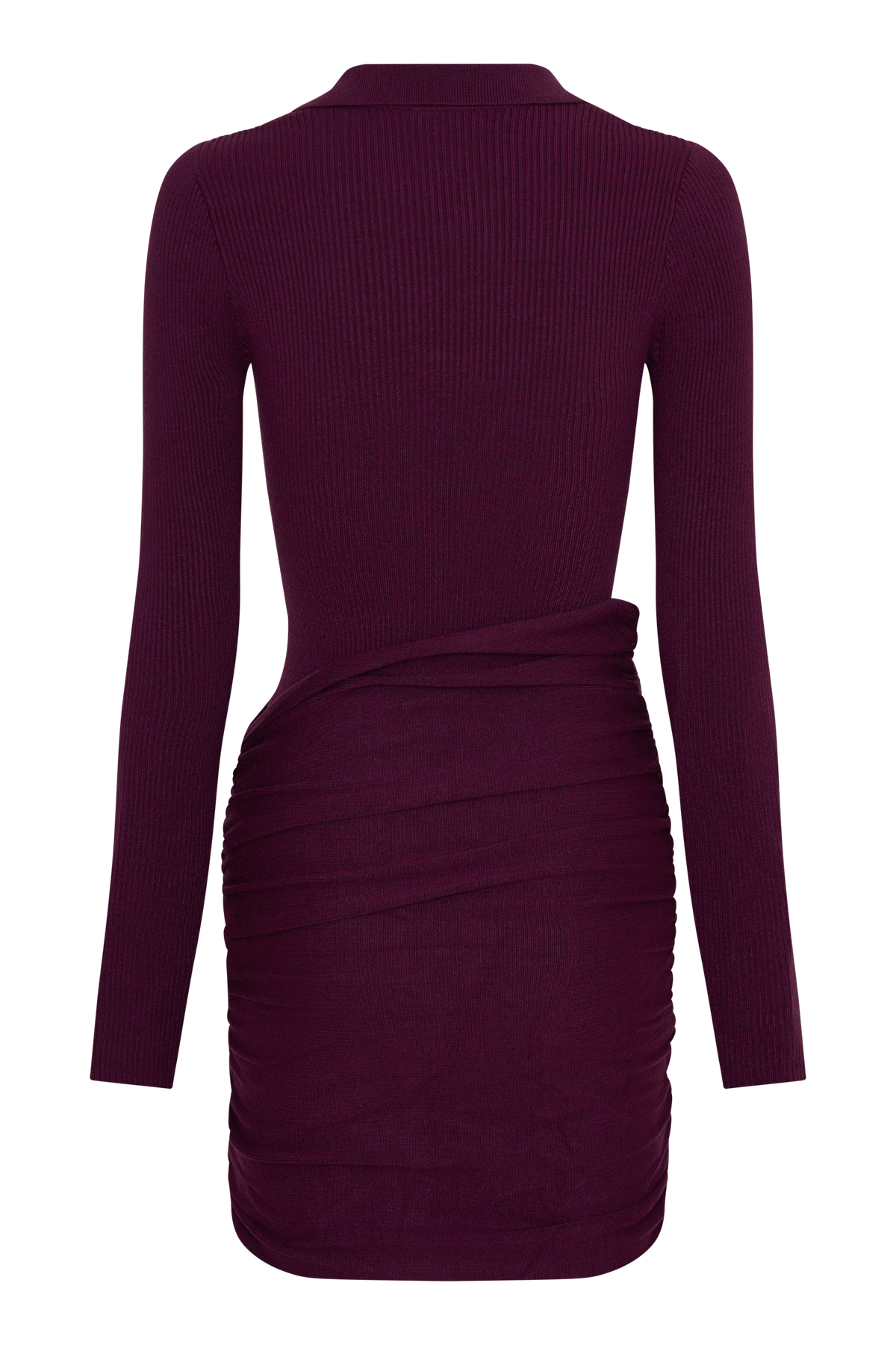 Agness Long Sleeve Button Up Knit Dress - Plum