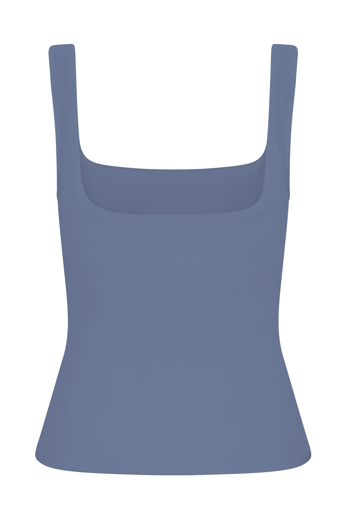 Aisling Ribbed Square Neck Sleeveless Top - Cornflower Blue