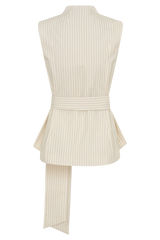 Alina Waist Tie Sleeveless Top - Stripe