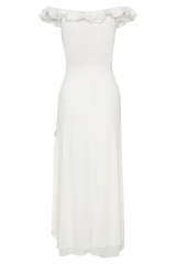 Allegra Off Shoulder Ruffle Midi Dress - Ivory