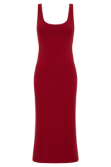 Allyra Scoop Stretch Crepe Midi Dress - Red