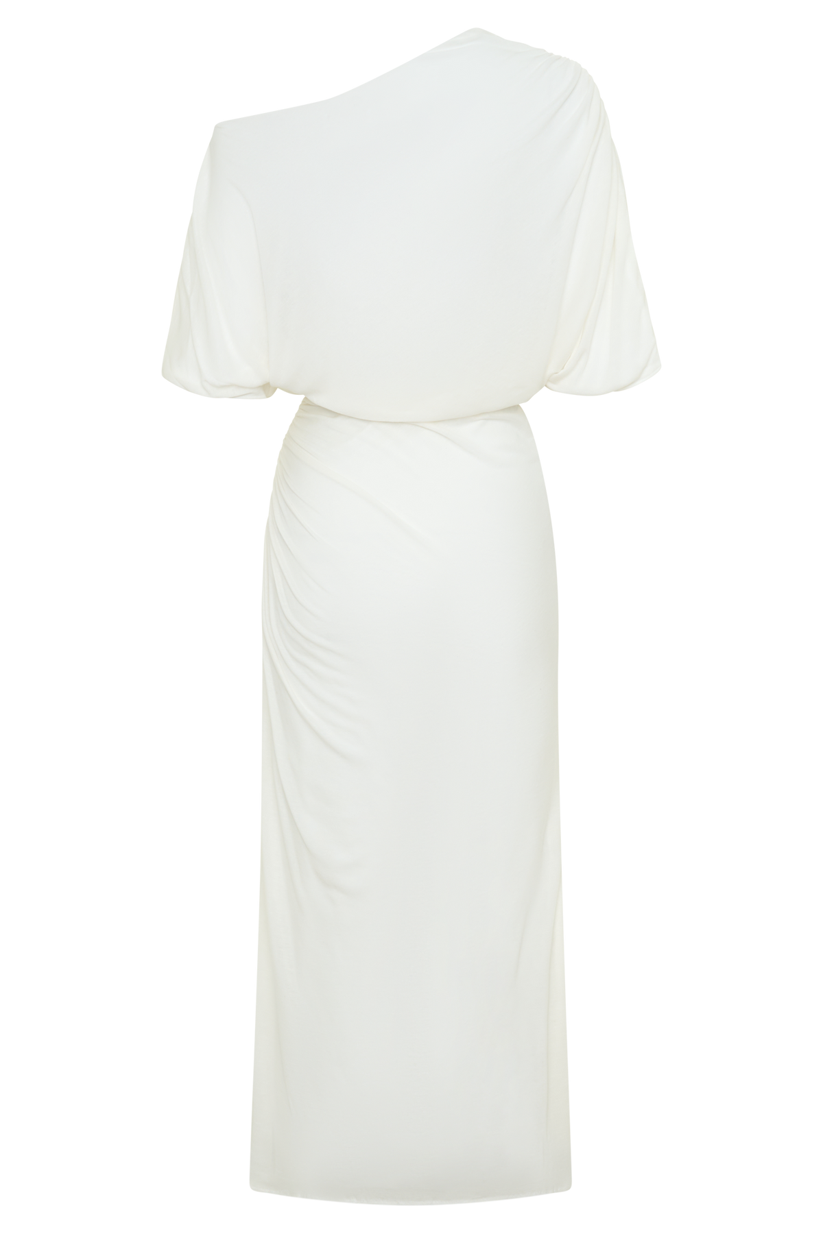 Alva Wool Lyocell Draped Midi Dress - White