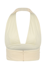 Amaris Sleeveless Plisse Halter Top - Lemon