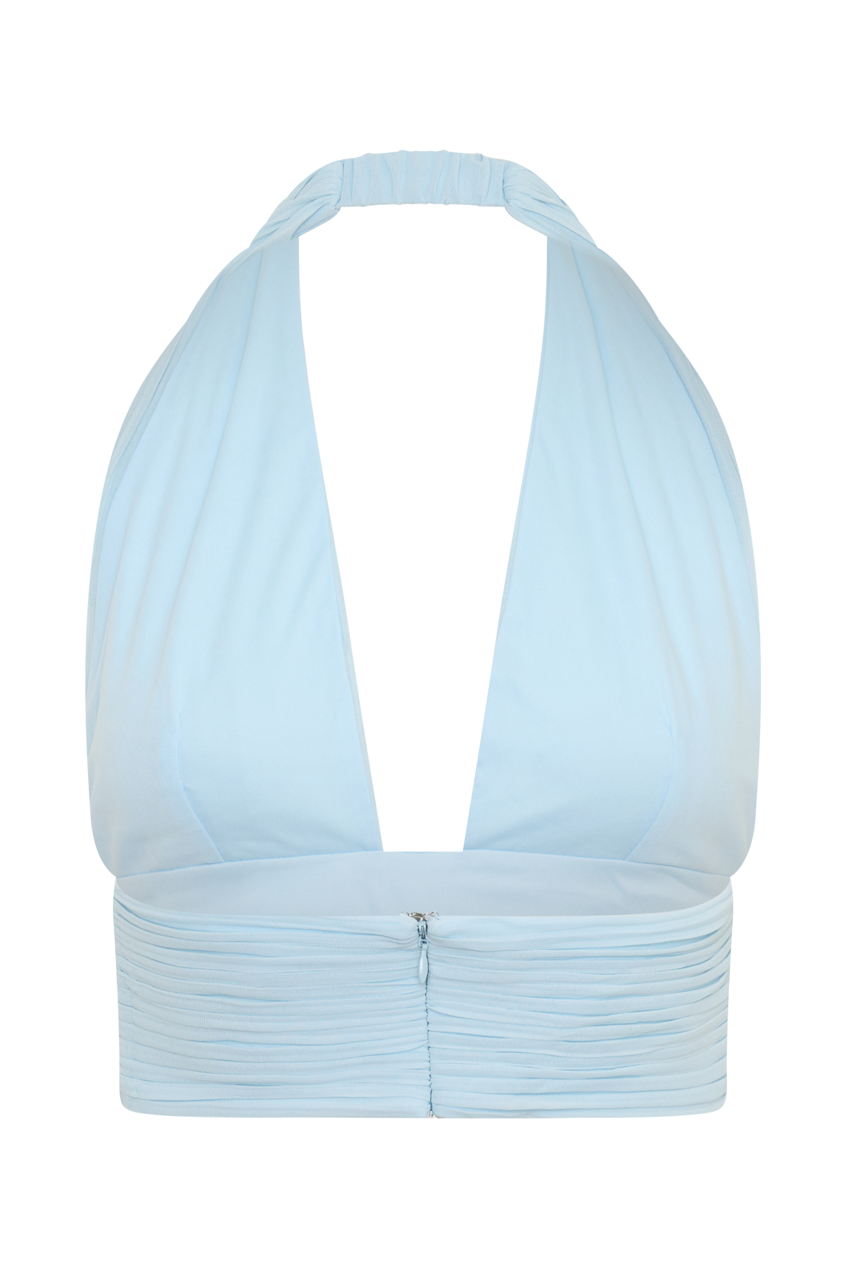 Amaris Sleeveless Plisse Halter Top - Pale Blue