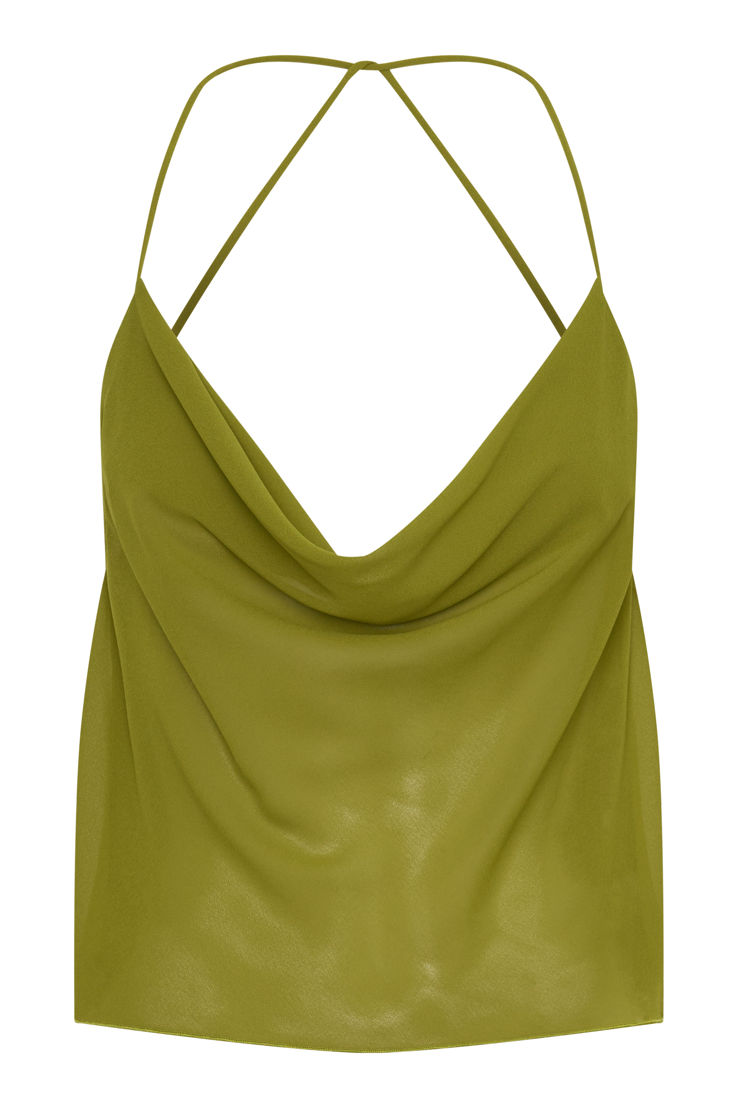 Amelia Low Back Chiffon Top - Green