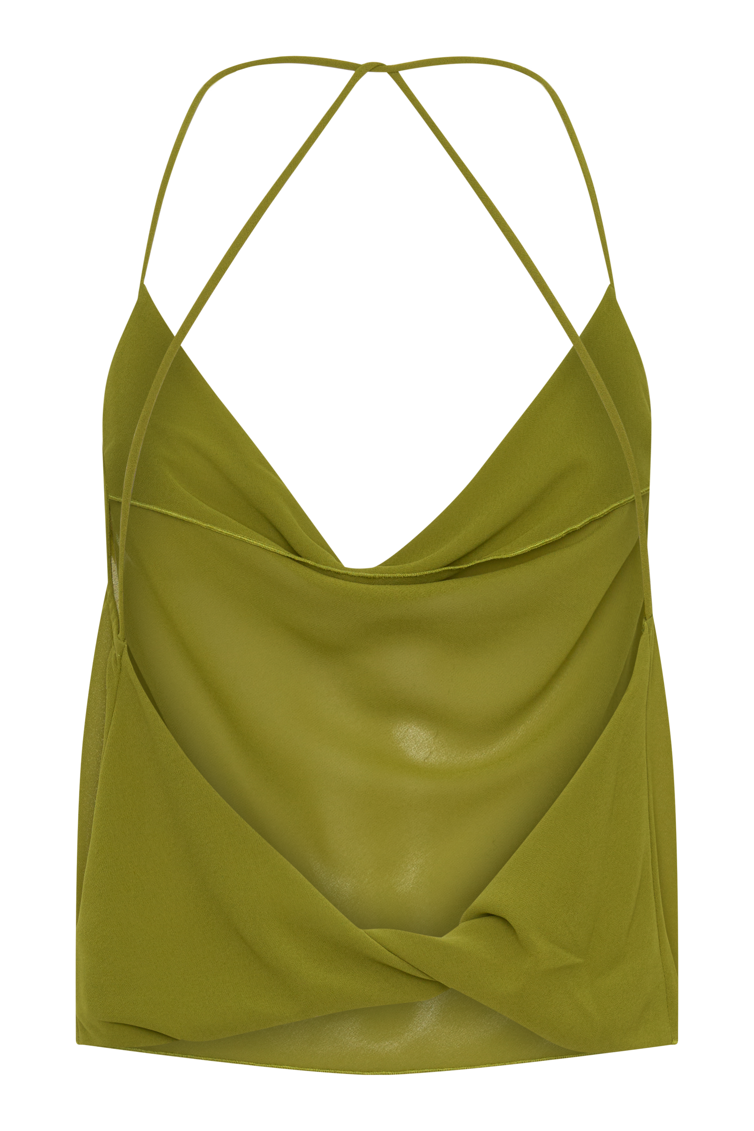 Amelia Low Back Chiffon Top - Green