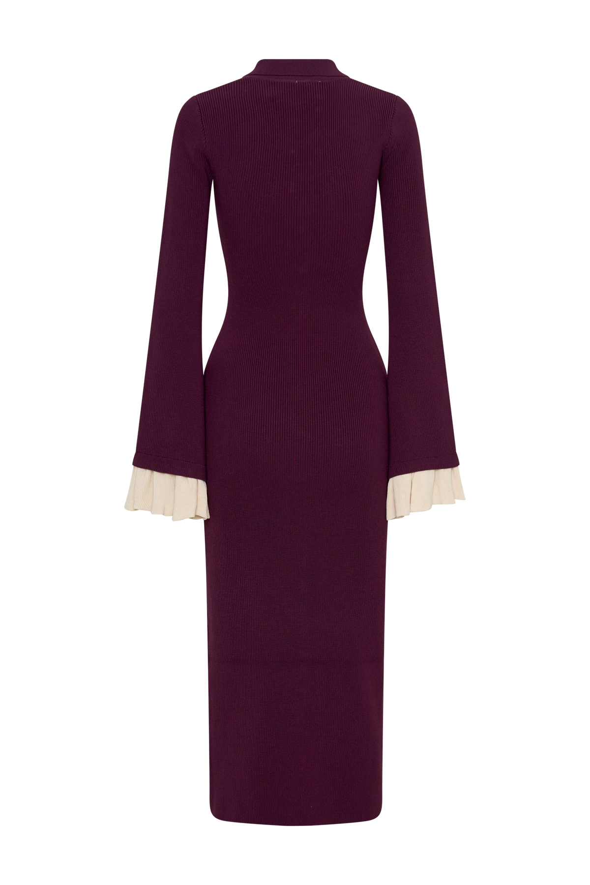 Amirose Ruffle Knit Midi Dress - Plum