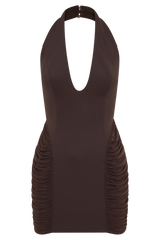 Anari Gathered Scuba Mini Dress - Dark Chocolate