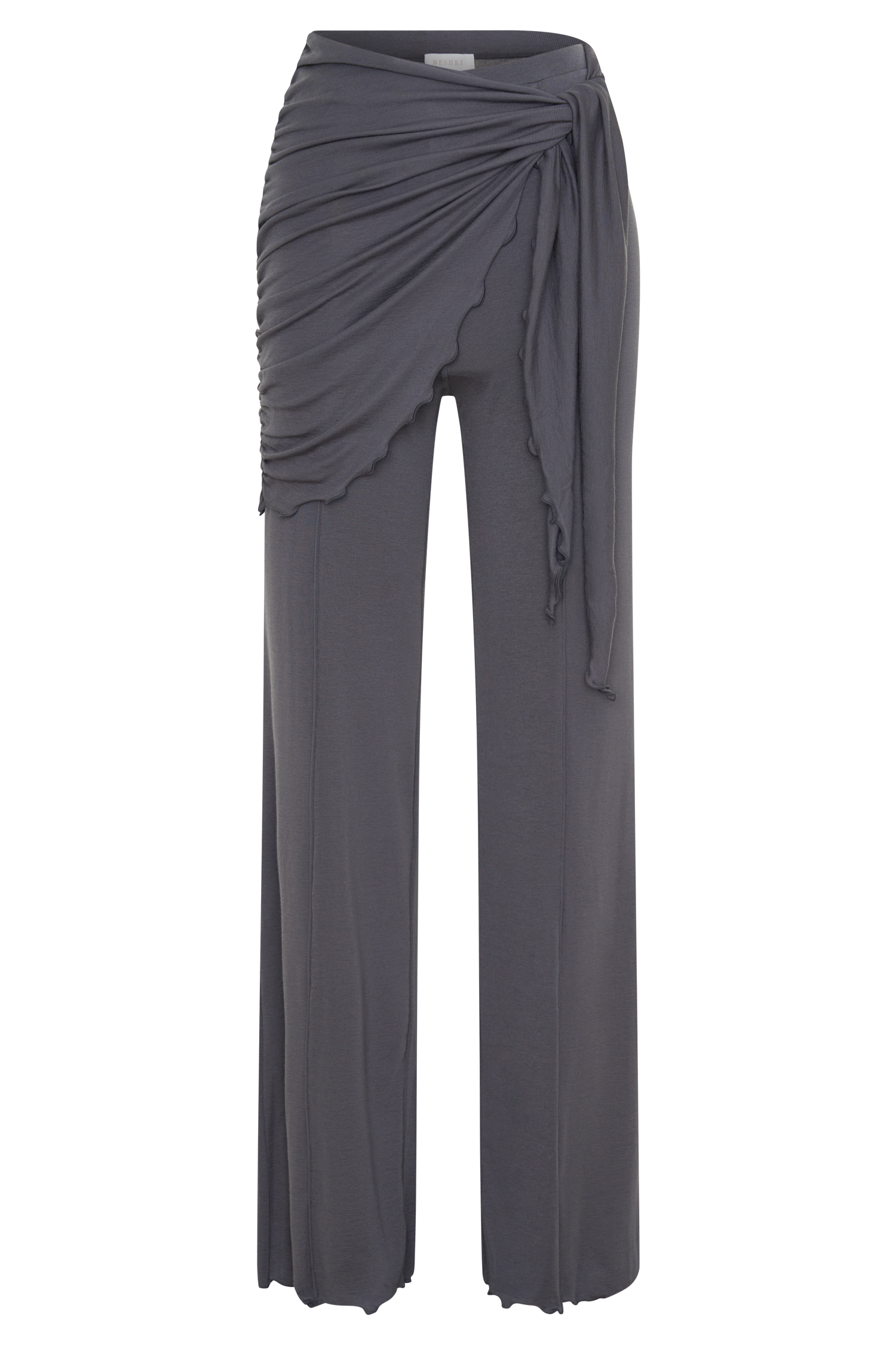 Anfie Straight Leg Pants With Waist Wrap - Grey