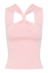 Angelika Twist Front Knit Top - Baby Pink