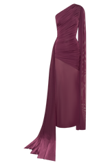 Asher Slinky One Shoulder Maxi Dress - Neutral Plum