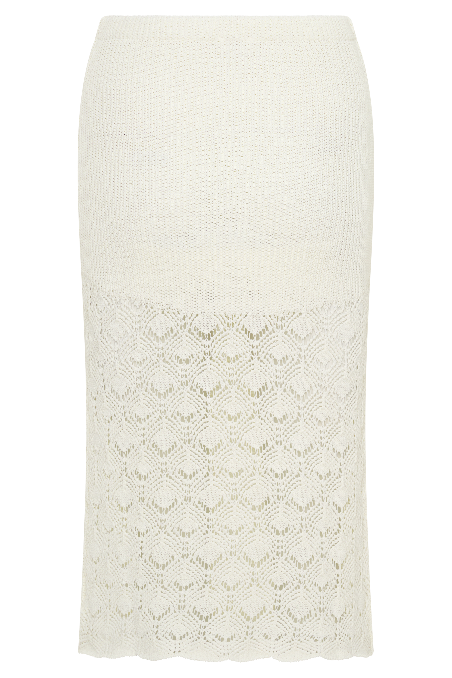 Atlantis Crochet Knit Midi Skirt - White