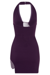 Aubree Crepe And Mesh Mini Dress - Purple