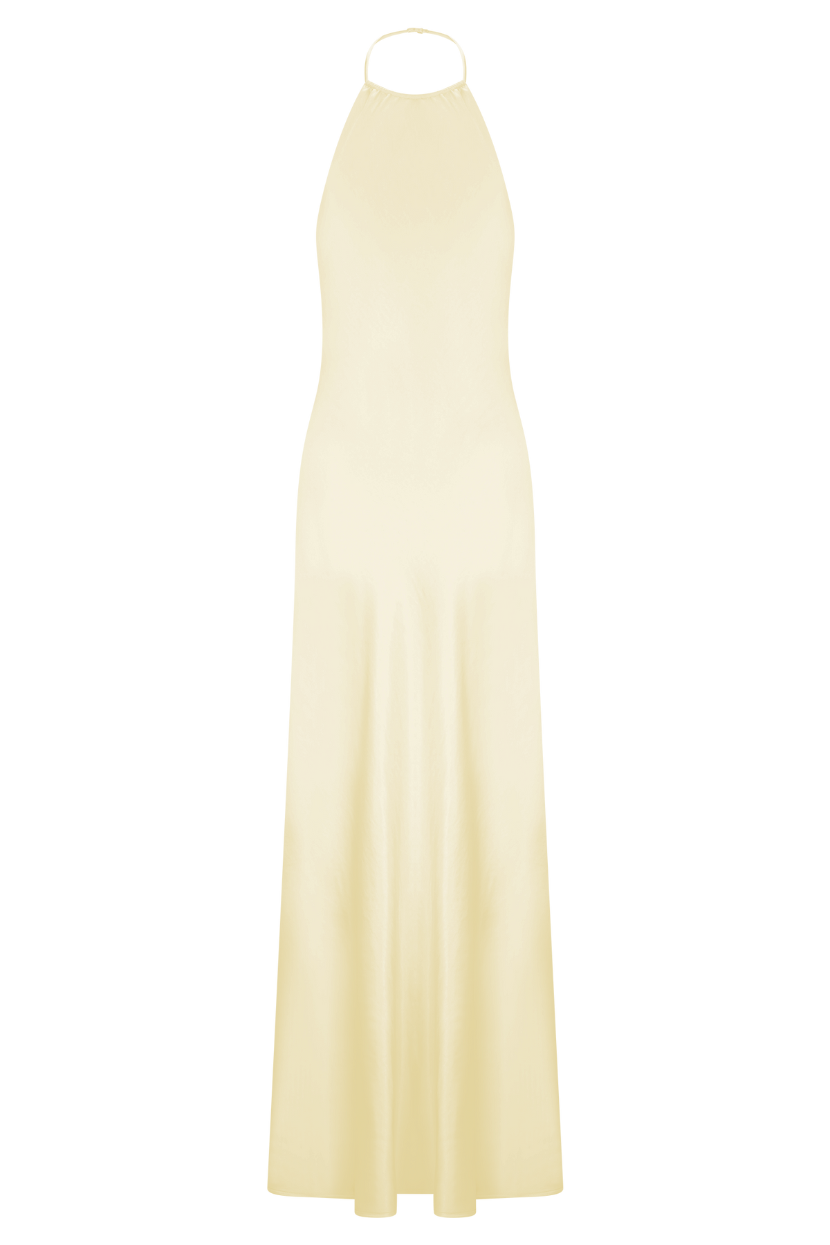 Bella Satin Halter Maxi Dress - Lemon