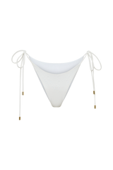 Blossom Side Tie Bikini Bottom - White Textured Fabric