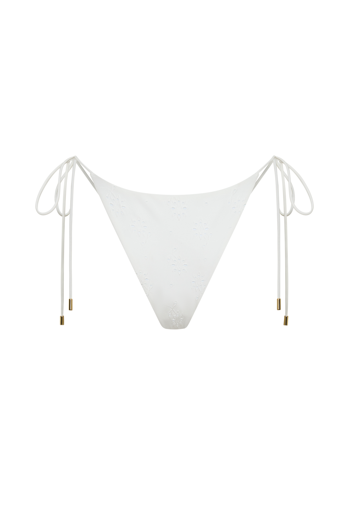 Blossom Side Tie Bikini Bottom - White Textured Fabric