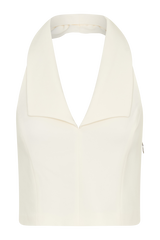 Calla Collared Sleeveless Halter Top - Ivory