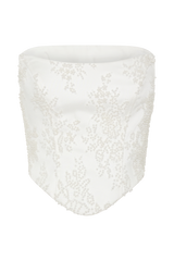 Camille Beaded Satin And Lace Corset Top - Ivory