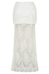 Camille Beaded Satin And Lace Maxi Skirt - Ivory