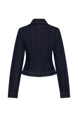 Cierra Cinched Jacket Top - Washed Indigo Blue