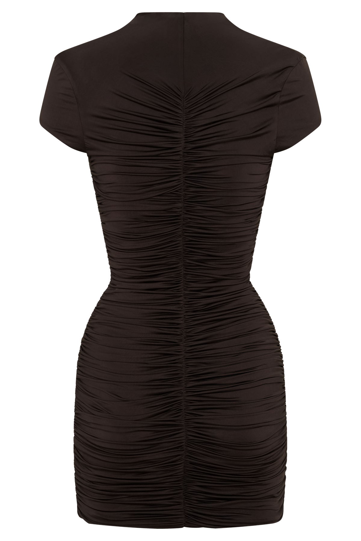 Alphine Gathered Short Sleeve Mini Dress - Chocolate